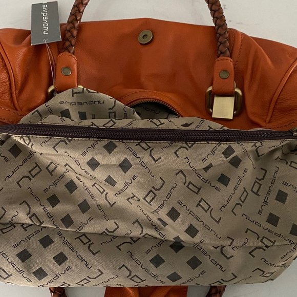 NEW Nuovedive Italian Leather Handbag with Braided Leather Handles - Picture 11 of 16